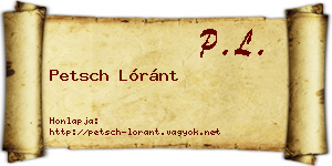 Petsch Lóránt névjegykártya